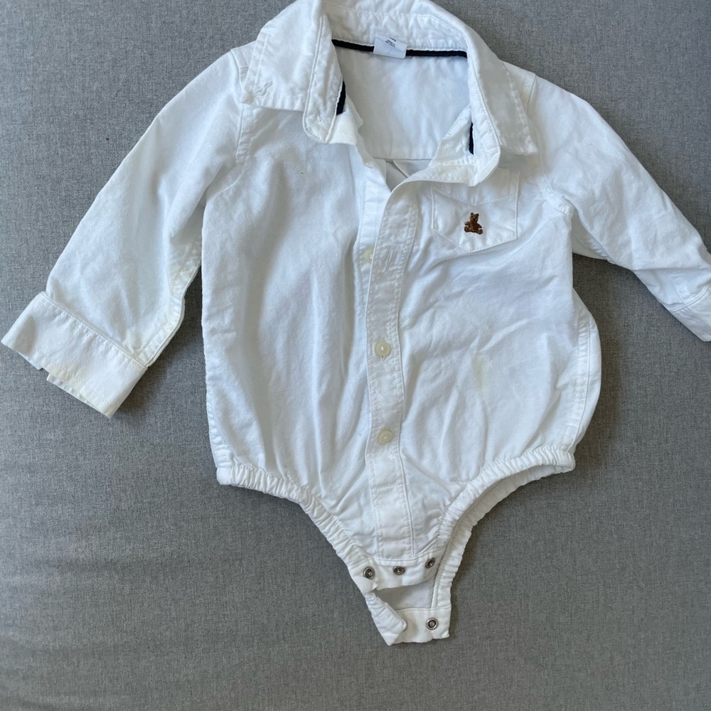 Gap Baby Oxford Button-Up Bodysuit, white, size 6-12 mos